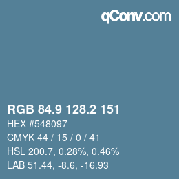 カラーコード: RGB 84.9 128.2 151 | qconv.com