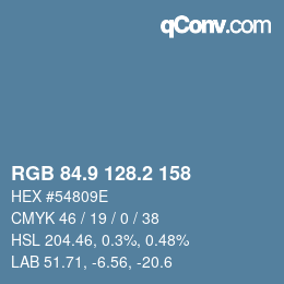 カラーコード: RGB 84.9 128.2 158 | qconv.com