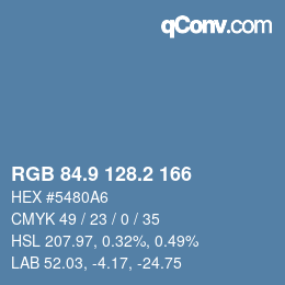 カラーコード: RGB 84.9 128.2 166 | qconv.com
