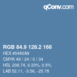カラーコード: RGB 84.9 128.2 168 | qconv.com