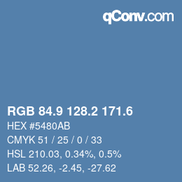 カラーコード: RGB 84.9 128.2 171.6 | qconv.com