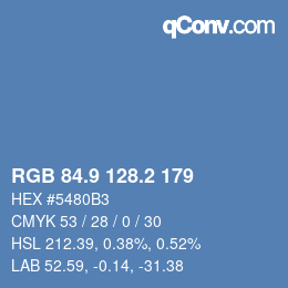 カラーコード: RGB 84.9 128.2 179 | qconv.com