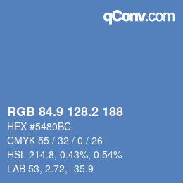 Color code: RGB 84.9 128.2 188 | qconv.com