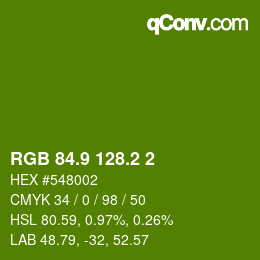 カラーコード: RGB 84.9 128.2 2 | qconv.com