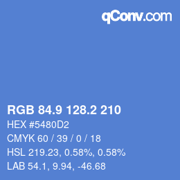 カラーコード: RGB 84.9 128.2 210 | qconv.com