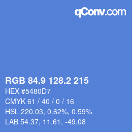 カラーコード: RGB 84.9 128.2 215 | qconv.com