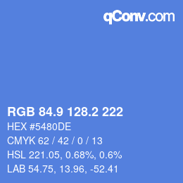 Color code: RGB 84.9 128.2 222 | qconv.com