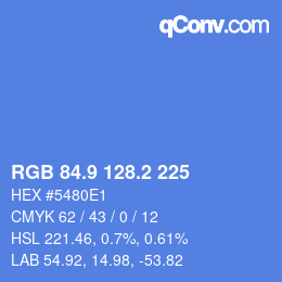 カラーコード: RGB 84.9 128.2 225 | qconv.com
