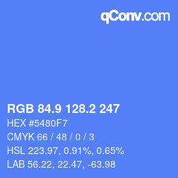 カラーコード: RGB 84.9 128.2 247 | qconv.com
