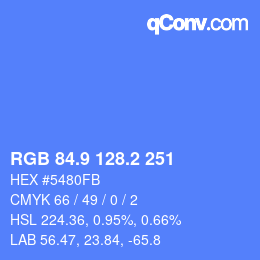 カラーコード: RGB 84.9 128.2 251 | qconv.com