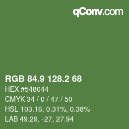 カラーコード: RGB 84.9 128.2 68 | qconv.com