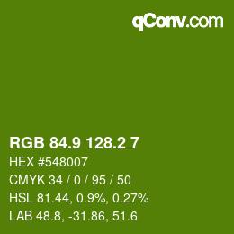 カラーコード: RGB 84.9 128.2 7 | qconv.com