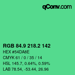 カラーコード: RGB 84.9 218.2 142 | qconv.com