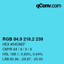 カラーコード: RGB 84.9 218.2 239 | qconv.com