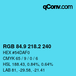 カラーコード: RGB 84.9 218.2 240 | qconv.com