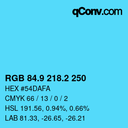Color code: RGB 84.9 218.2 250 | qconv.com