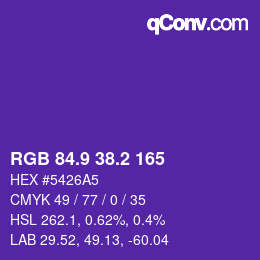 カラーコード: RGB 84.9 38.2 165 | qconv.com