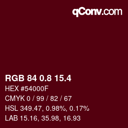 カラーコード: RGB 84 0.8 15.4 | qconv.com
