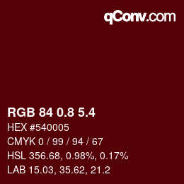 カラーコード: RGB 84 0.8 5.4 | qconv.com