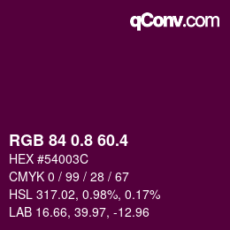 カラーコード: RGB 84 0.8 60.4 | qconv.com