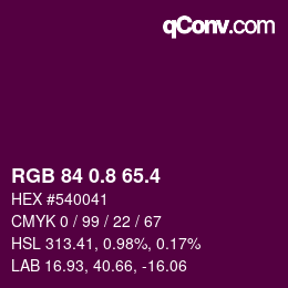 カラーコード: RGB 84 0.8 65.4 | qconv.com