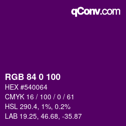 Color code: RGB 84 0 100 | qconv.com