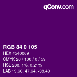 Color code: RGB 84 0 105 | qconv.com