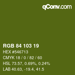 カラーコード: RGB 84 103 19 | qconv.com