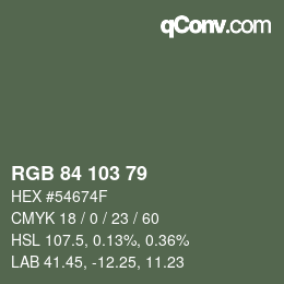 カラーコード: RGB 84 103 79 | qconv.com