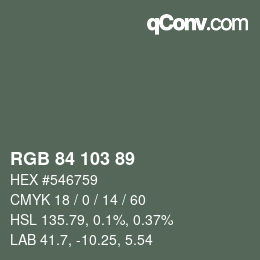 カラーコード: RGB 84 103 89 | qconv.com