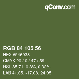 カラーコード: RGB 84 105 56 | qconv.com