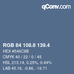 カラーコード: RGB 84 108.8 139.4 | qconv.com