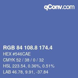 カラーコード: RGB 84 108.8 174.4 | qconv.com
