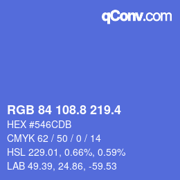 カラーコード: RGB 84 108.8 219.4 | qconv.com