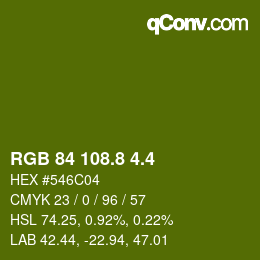 カラーコード: RGB 84 108.8 4.4 | qconv.com