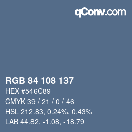 Color code: RGB 84 108 137 | qconv.com