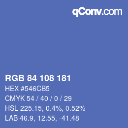 颜色代码: RGB 84 108 181 | qconv.com