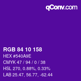 カラーコード: RGB 84 10 158 | qconv.com