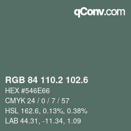 カラーコード: RGB 84 110.2 102.6 | qconv.com