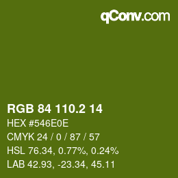 カラーコード: RGB 84 110.2 14 | qconv.com