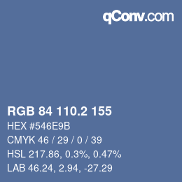 カラーコード: RGB 84 110.2 155 | qconv.com