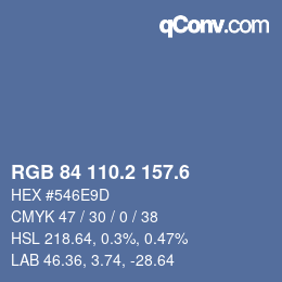 カラーコード: RGB 84 110.2 157.6 | qconv.com