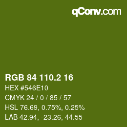 カラーコード: RGB 84 110.2 16 | qconv.com