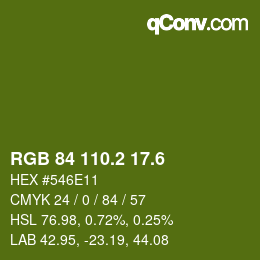 カラーコード: RGB 84 110.2 17.6 | qconv.com