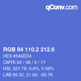 カラーコード: RGB 84 110.2 212.6 | qconv.com
