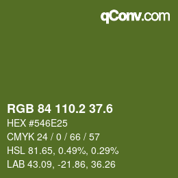 カラーコード: RGB 84 110.2 37.6 | qconv.com