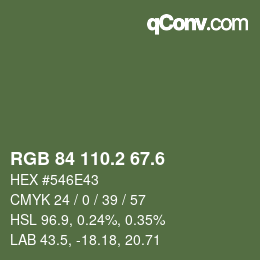 カラーコード: RGB 84 110.2 67.6 | qconv.com