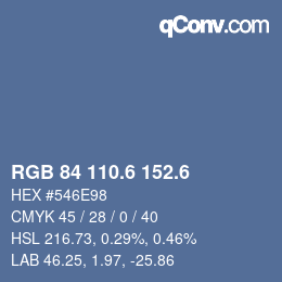 カラーコード: RGB 84 110.6 152.6 | qconv.com