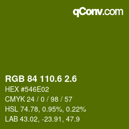 カラーコード: RGB 84 110.6 2.6 | qconv.com