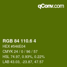 カラーコード: RGB 84 110.6 4 | qconv.com